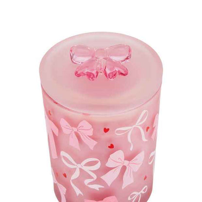 Pink Glass Scented Candle with Bow Detail
