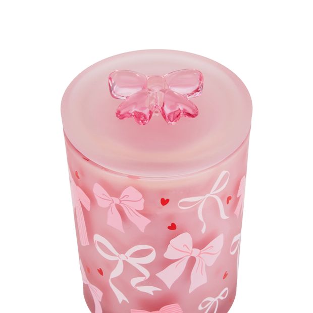 Anko Pink Glass Bow Candle