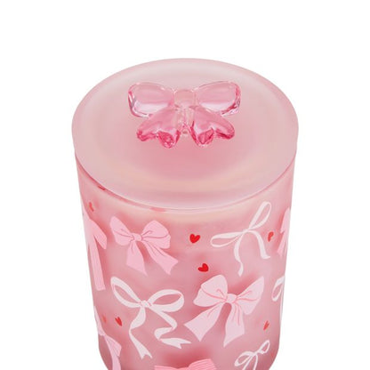 Anko Pink Glass Bow Candle