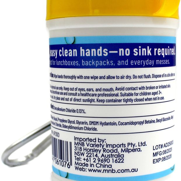 SwissCare 20 Piece Anti-Bacterial Keychain Handwipes - Zesty Lemon