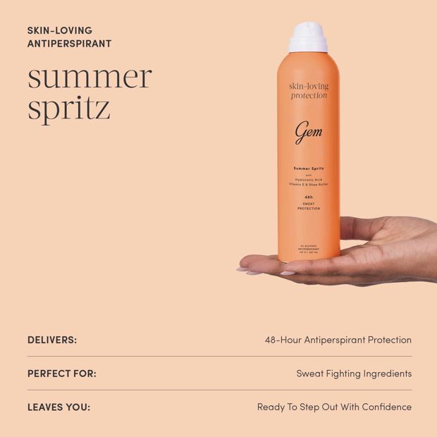 Gem Summer Spritz Skin-Loving Deodorant 207ml - Hyaluronic Acid, Vitamin E and Shea Butter