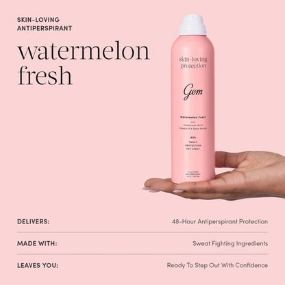 Gem Watermelon Fresh Skin-Loving Deodorant 207ml - Hyaluronic Acid, Vitamin E and Shea Butter