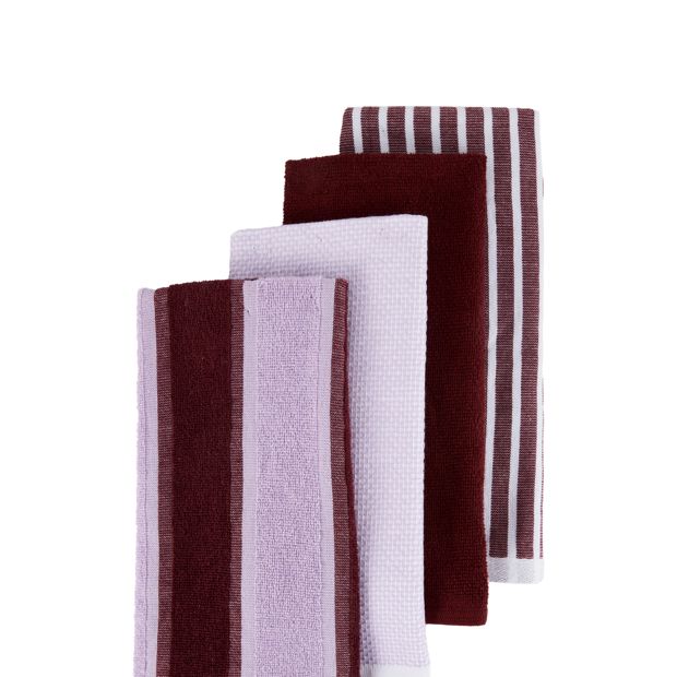 Anko 4 Pack Lilac Stripe Terry Tea Towels