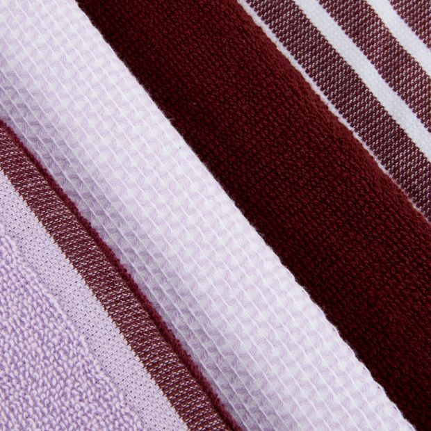 Anko 4 Pack Lilac Stripe Terry Tea Towels
