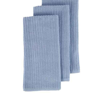 3 Pack Blue Ribbed Terry Kitchen Towels