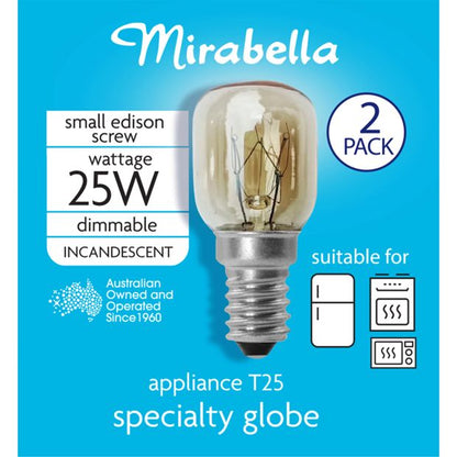 2 Pack I006875 Mirabella Appliance Pilot 25W Small Edison Screw Bulb