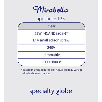 2 Pack I006875 Mirabella Appliance Pilot 25W Small Edison Screw Bulb