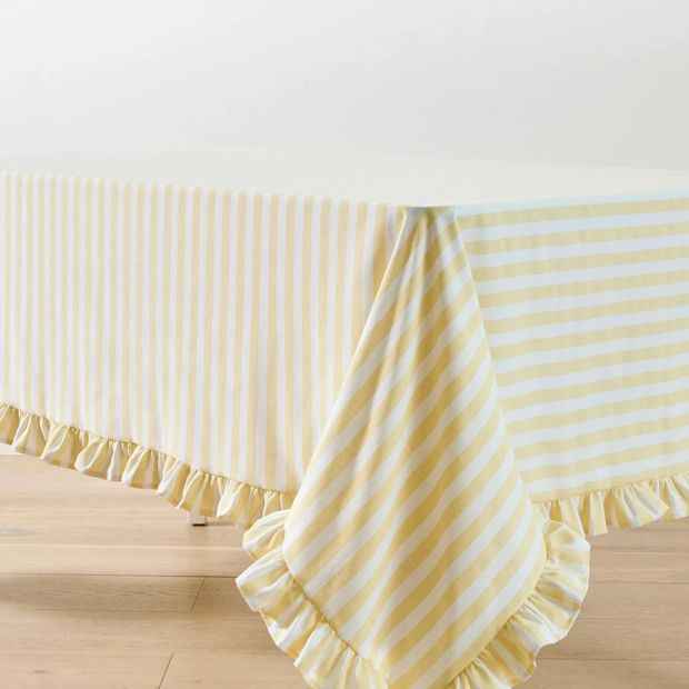 Anko Extra Large Yellow Stripe Tablecloth