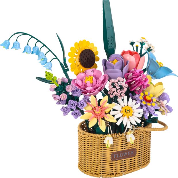 1250 Piece Blocks Flower Series: Flowers with Basket