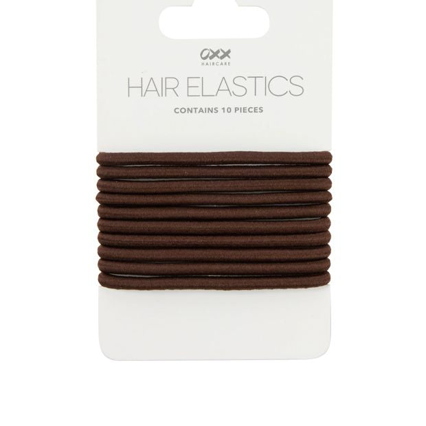 10 Piece Hair Elastics, Brown - OXX Haircare