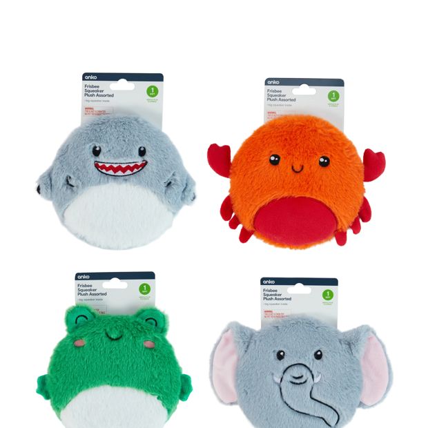 Anko Frisbee Squeak Plush Toy - Assorted