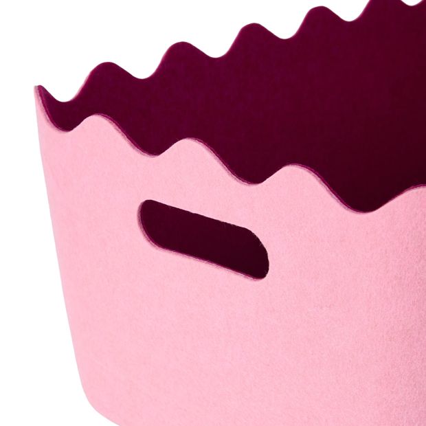 Anko Two Tone Wave Felt Basket - Pink and Burgundy