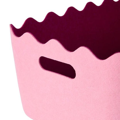 Anko Two Tone Wave Felt Basket - Pink and Burgundy