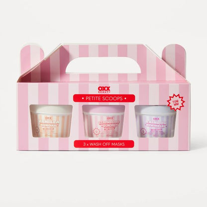 OXX Beauty 3 Petite Scoops Ice Cream Wash Off Face Masks - Vanilla - Strawberry and Birthday Cake Scented
