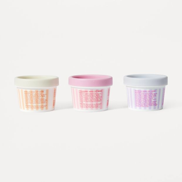OXX Beauty 3 Petite Scoops Ice Cream Wash Off Face Masks - Vanilla - Strawberry and Birthday Cake Scented