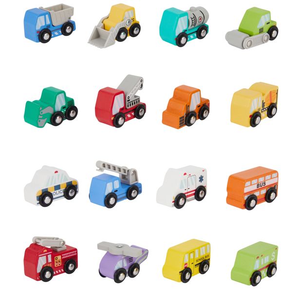 8 Pack Wooden Vehicle, Assorted - Anko