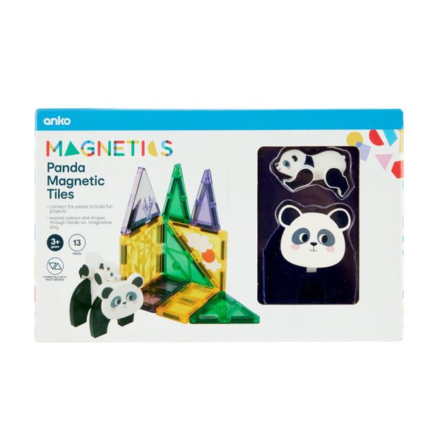 Anko 13 Piece Panda Magnetic Tiles