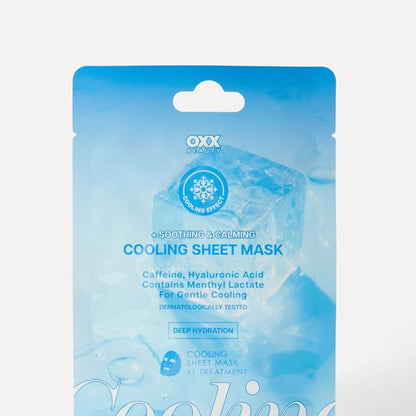 OXX Beauty Soothing and Calming Cooling Sheet Mask, Caffeine - Hyaluronic Acid and Menthyl Lactate