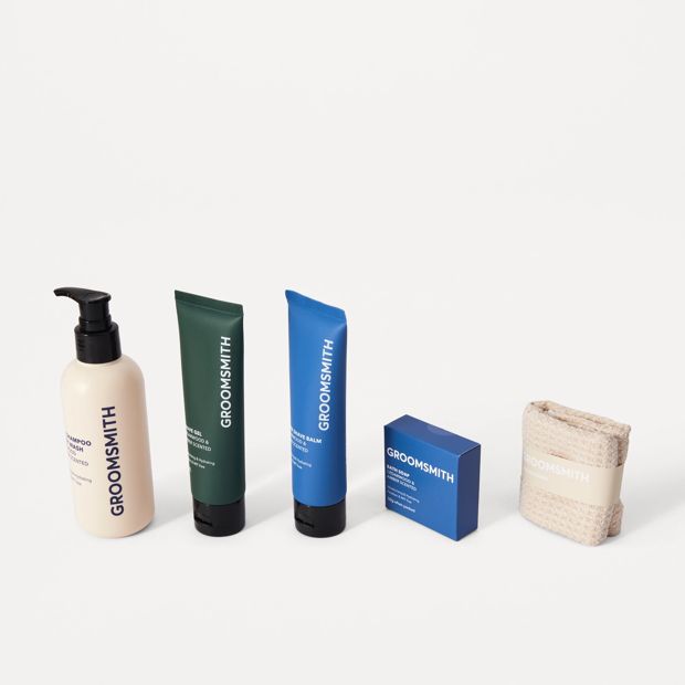 Groomsmith Men's 5 Piece Wash Pack - Cedarwood and Amber Scented