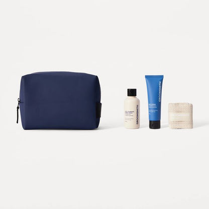 Groomsmith Men's 4 Piece Wash Bag Pack - Cedarwood and Amber Scented