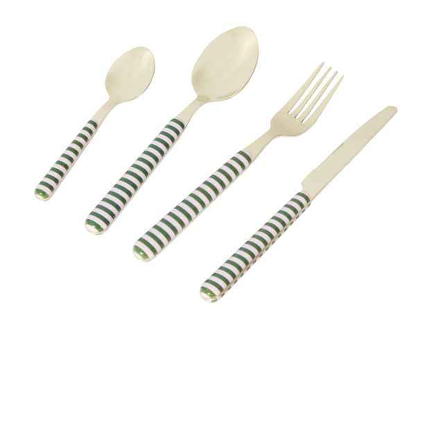 Anko 16 Piece Green and Pink Cutlery Set