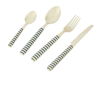 Anko 16 Piece Green and Pink Cutlery Set