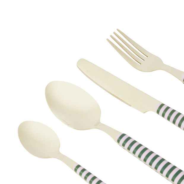 Anko 16 Piece Green and Pink Cutlery Set