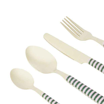 Anko 16 Piece Green and Pink Cutlery Set