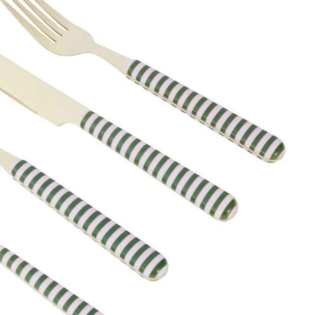 Anko 16 Piece Green and Pink Cutlery Set