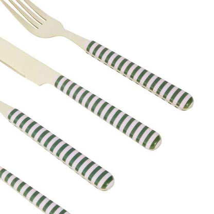 Anko 16 Piece Green and Pink Cutlery Set