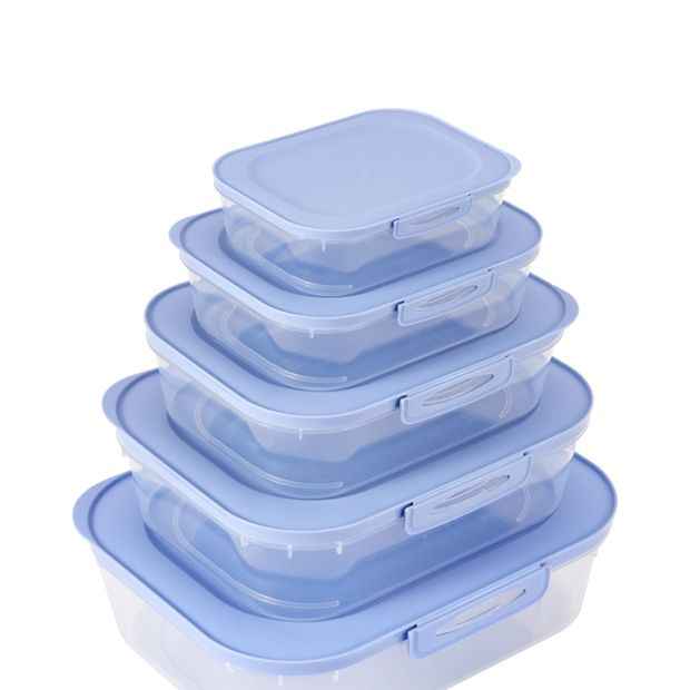 Anko Set of 5 Rectangle Food Storage Containers - Blue