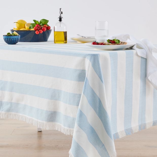 Anko Extra Large Blue Stripe Tablecloth