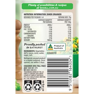Edgell Baby Peas & Corn 420g