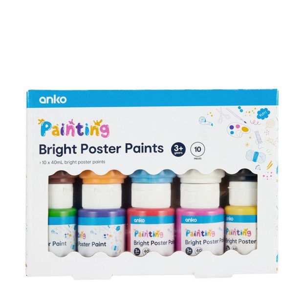 Anko 10 Piece Bright Poster Paints