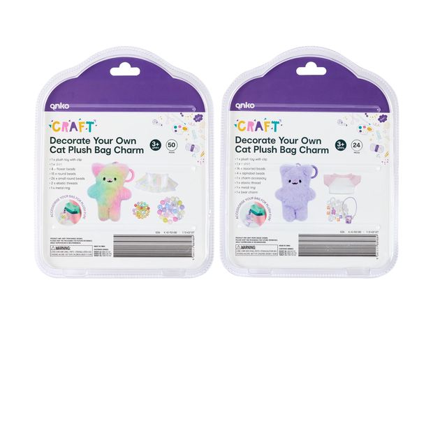 Anko Decorate Your Own Plush Cat Bag Charm - Assorted