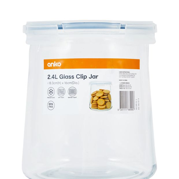 Anko 2.4L Glass Clip Jar