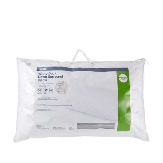 Anko Duck Down Surround Pillow - Medium Profile - White