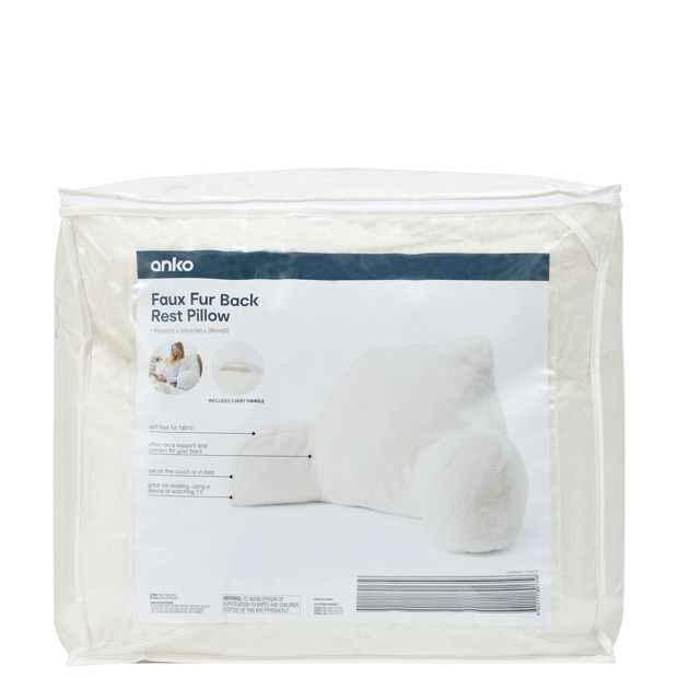 Anko Faux Fur Back Rest Pillow - White