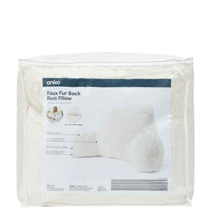 Anko Faux Fur Back Rest Pillow - White