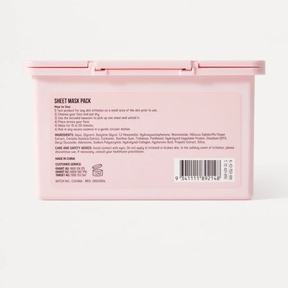 OXX Beauty 30 Pack Tone and Plump Collagen Sheet Masks - Cicahyalon and Collagen