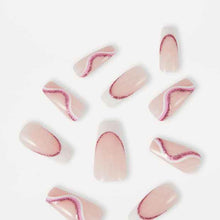 OXX Beauty Pack Artificial Nails with Adhesive - Squareletto Shape - Pink Glitter