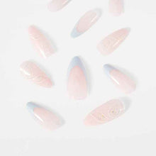 OXX Beauty 24 Pack Artificial Nails with Adhesive, Pointed Stilleto Shape - Blue French Tip