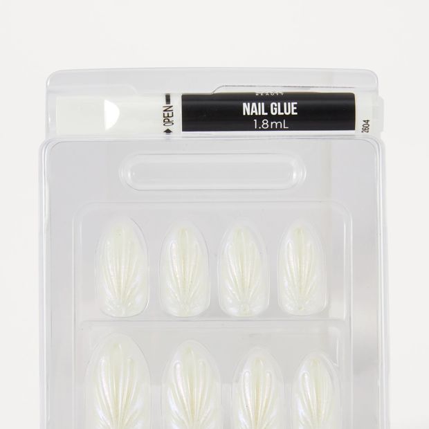 OXX Beauty 24 Pack Artificial Nails with Adhesive, Stiletto Shape - 3D Shell