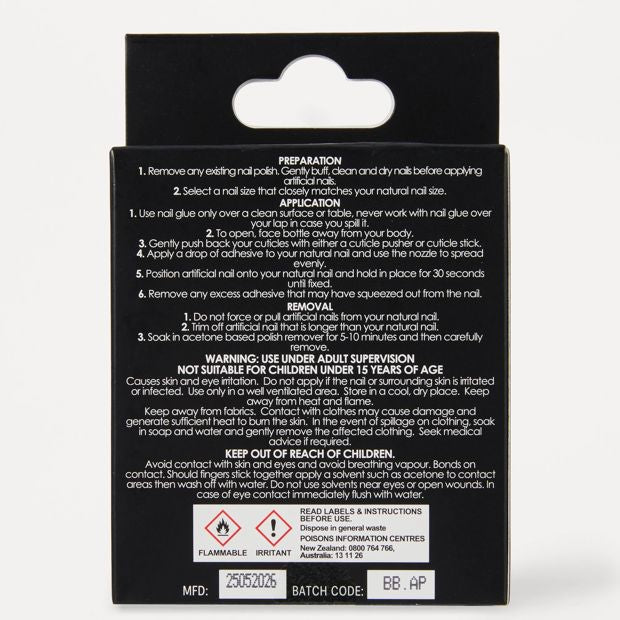 OXX Beauty 24 Pack Artificial Nails with Adhesive, Stiletto Shape - 3D Shell