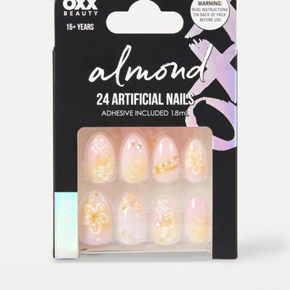 OXX Beauty Pack Artificial Nails with Adhesive - Almond Shape - Hibiscus