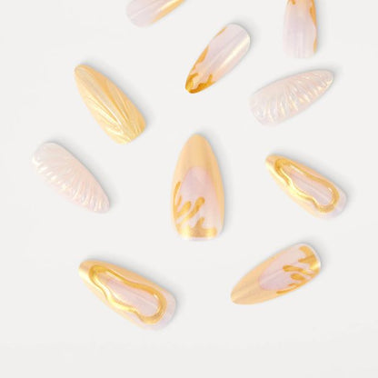 OXX Beauty 24 Pack Artificial Nails with Adhesive, Pointed Stiletto Shape - 3D