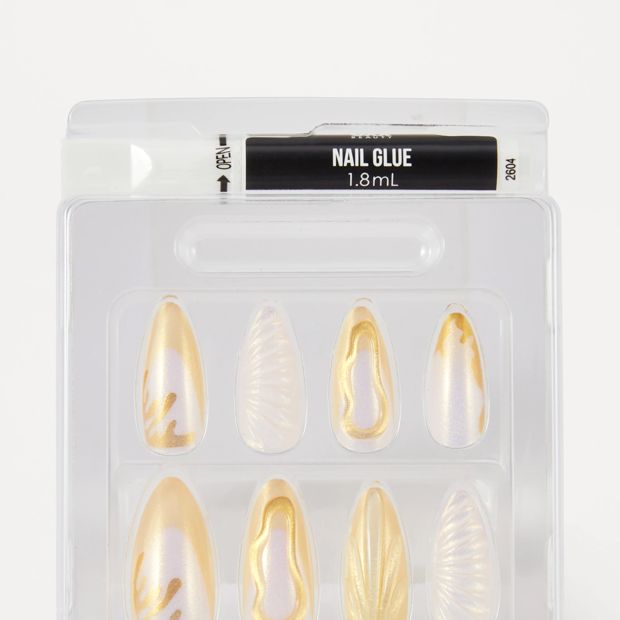 OXX Beauty 24 Pack Artificial Nails with Adhesive, Pointed Stiletto Shape - 3D