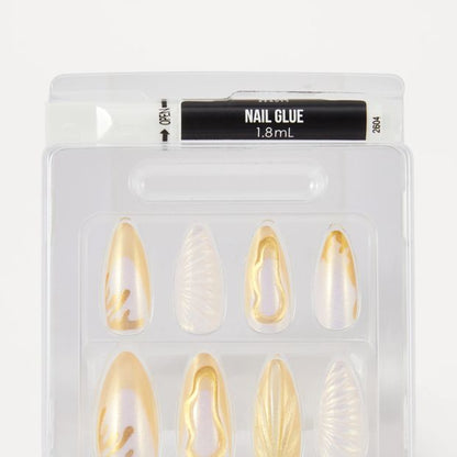 OXX Beauty 24 Pack Artificial Nails with Adhesive, Pointed Stiletto Shape - 3D