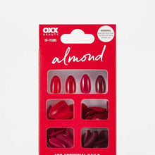 OXX Beauty 100 Pack Artificial Nails with Adhesive - Almond Shape - Red