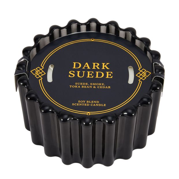 Anko Dark Suede Ribbed Glass Candle